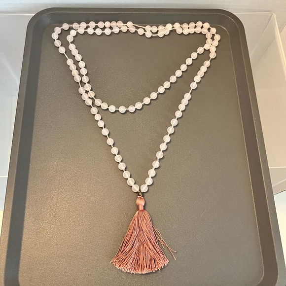 ROSE QUARTZ Crystal Necklace Mala - Beaded Handmade Healing Jewelry Stones - Picture 1 of 4